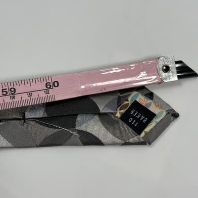 Ted Baker Men 100% Silk Tie Gray Geometric Circles Classic Formal Necktie Luxury - Thumbnail 7