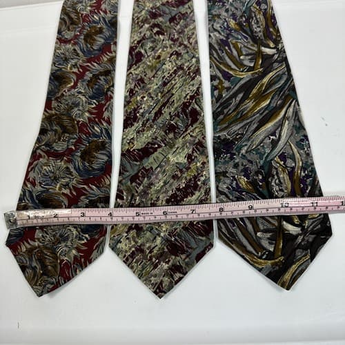 Christian Dior Monsieur Lot (3) Mens 100% Silk Tie Multicolor Abstract Vintage - Thumbnail 7