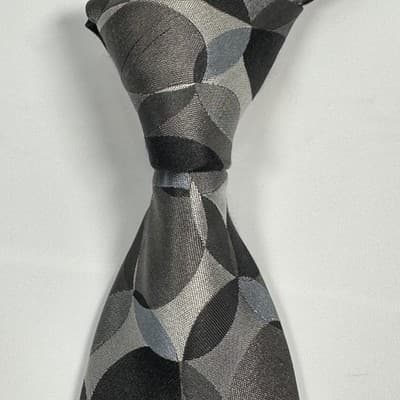 Ted Baker Men 100% Silk Tie Gray Geometric Circles Classic Formal Necktie Luxury - Thumbnail 2
