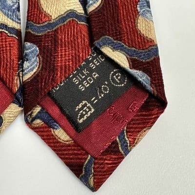Ermenegildo Zegna Mens 100% Silk Necktie Burgundy Floral Geometric Tie Italy - Thumbnail 6