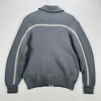 St Croix Knits Sweater Jacket Mens Large Gray 100% Zephyr Wool Full Zip Pockets - Thumbnail 2