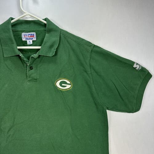 Vintage Green Bay Packers NFL Mens Size XL Green Polo Shirt Starter Pro Line - Thumbnail 4