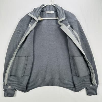 St Croix Knits Sweater Jacket Mens Large Gray 100% Zephyr Wool Full Zip Pockets - Thumbnail 6