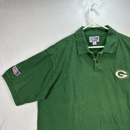 Vintage Green Bay Packers NFL Mens Size XL Green Polo Shirt Starter Pro Line - Thumbnail 5