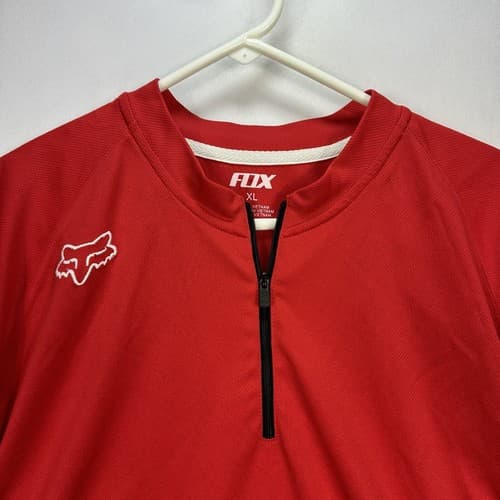 Fox Racing 1/4 Zip Cycling Jersey Men XL Shirt Red Rear Zip Pocket Short Sleeve - Thumbnail 6