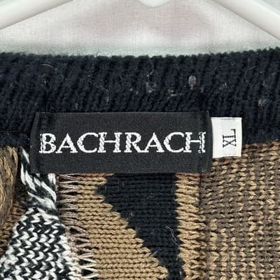 Vintage Bachrach Sweater XL Multicolor Textured Chunky Knit Wool 3D Coogi Style - Thumbnail 5