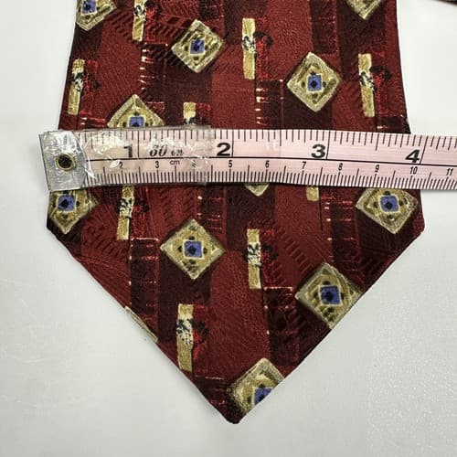 TALBOTT Best of Class Mens 100% Silk Tie Designer Geometric Red Diamonds - Thumbnail 7