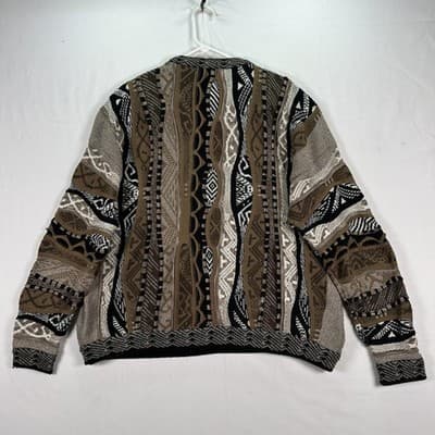 Vintage Bachrach Sweater XL Multicolor Textured Chunky Knit Wool 3D Coogi Style - Thumbnail 2