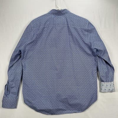 Robert Graham Shirt Mens XL Blue Geometric Koi Fish Button Long Sleeve Flip Cuff - Thumbnail 3