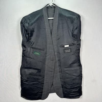 Lauren Ralph Lauren 44 R Blazer Gray Blue Cashmere Plaid Suit Jacket Sport Coat - Thumbnail 4