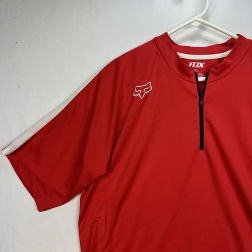 Fox Racing 1/4 Zip Cycling Jersey Men XL Shirt Red Rear Zip Pocket Short Sleeve - Thumbnail 5