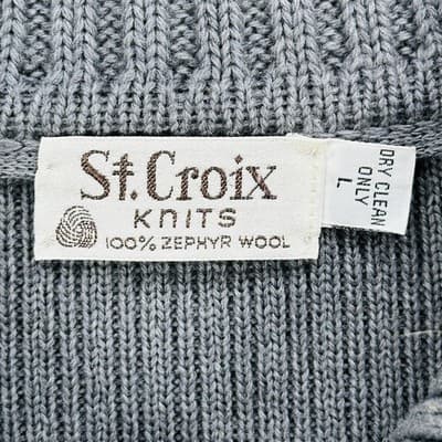 St Croix Knits Sweater Jacket Mens Large Gray 100% Zephyr Wool Full Zip Pockets - Thumbnail 5