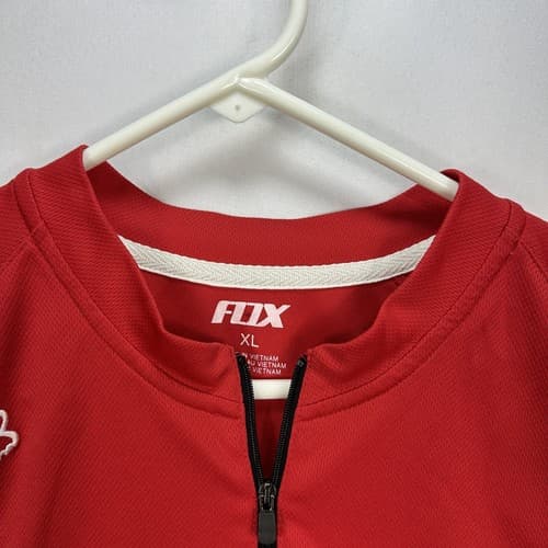 Fox Racing 1/4 Zip Cycling Jersey Men XL Shirt Red Rear Zip Pocket Short Sleeve - Thumbnail 7