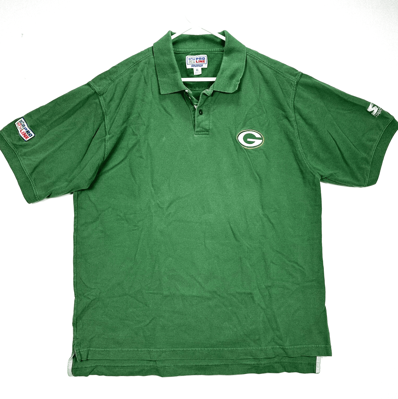 Vintage Green Bay Packers NFL Mens Size XL Green Polo Shirt Starter Pro Line - Image 1