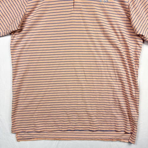 B Draddy Golf Polo Shirt Mens Large Peach Blue Striped Short Sleeve Performance - Thumbnail 4