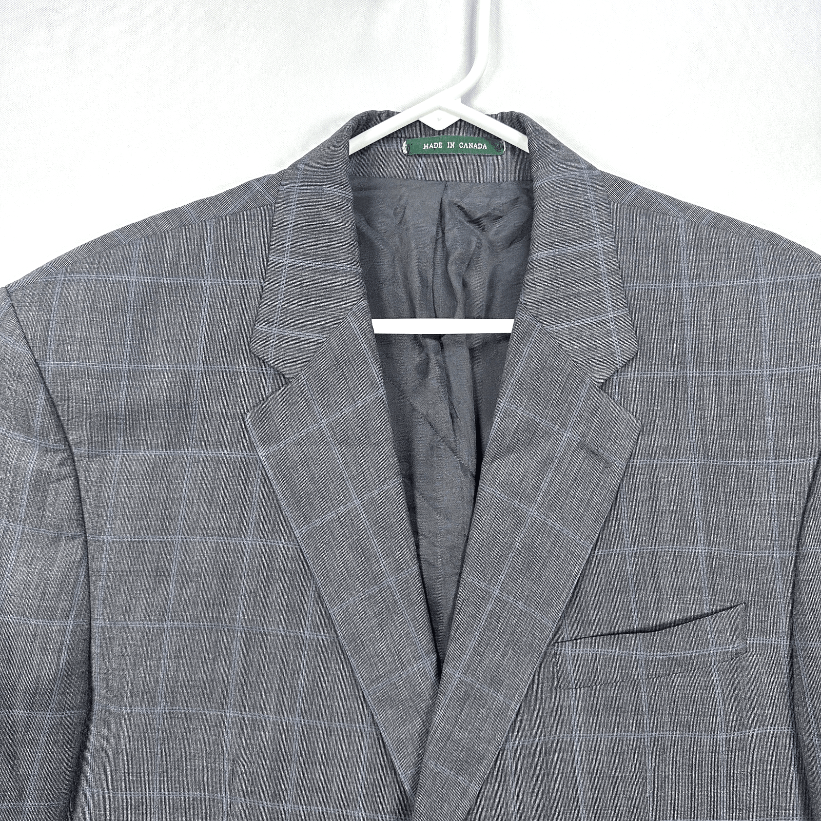 Lauren Ralph Lauren 44 R Blazer Gray Blue Cashmere Plaid Suit Jacket Sport Coat - Thumbnail 2