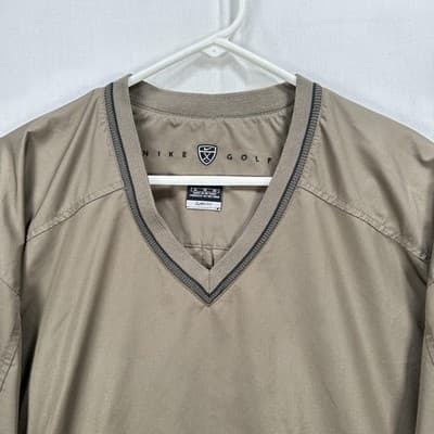 Nike Golf Windbreaker Jacket Mens XL Brown V-Neck Pullover Clima-FIT Lightweight - Thumbnail 3