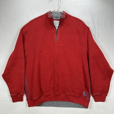 Tommy Bahama Philadelphia Phillies Mens 1/4 Zip Sweater Large Red MLB Baseball - Thumbnail 2