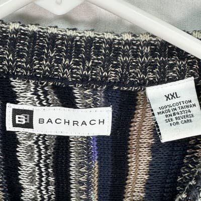 Vintage Bachrach Sweater Mens 2XL Multicolor 3D Textured Coogi Style Chunky Knit - Thumbnail 5