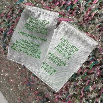 LILLY PULITZER Gliana Sweater Womens Medium Rainbow Metallic Scalloped Hem Crew - Thumbnail 6