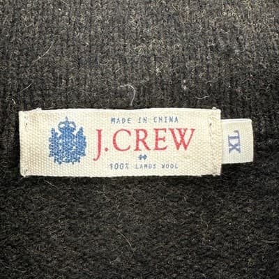 J Crew Shawl Collar Pullover Sweater Mens XL Green 100% Lambswool Elbow Patch - Thumbnail 5