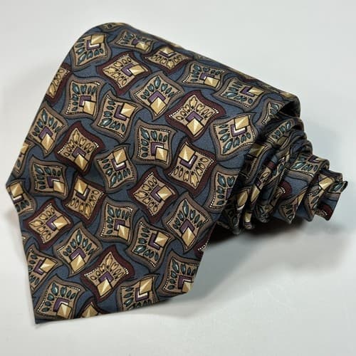Vintage Christian Dior Mens 100% Silk Tie Geometric Necktie Multicolor Italy USA - Thumbnail 2
