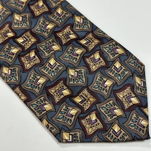 Vintage Christian Dior Mens 100% Silk Tie Geometric Necktie Multicolor Italy USA - Thumbnail 3