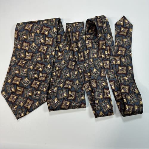Vintage Christian Dior Mens 100% Silk Tie Geometric Necktie Multicolor Italy USA - Thumbnail 4
