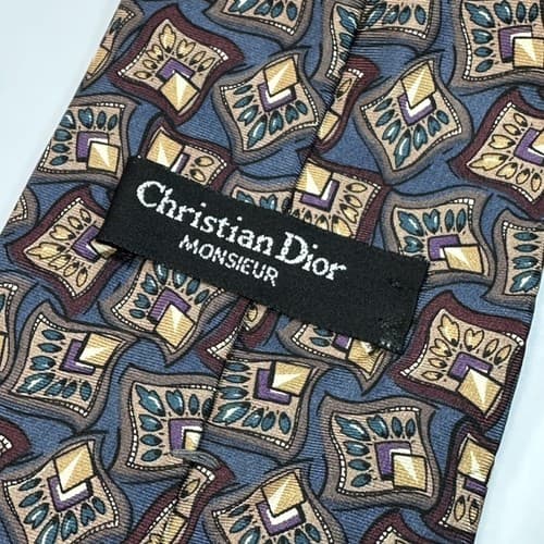 Vintage Christian Dior Mens 100% Silk Tie Geometric Necktie Multicolor Italy USA - Thumbnail 5