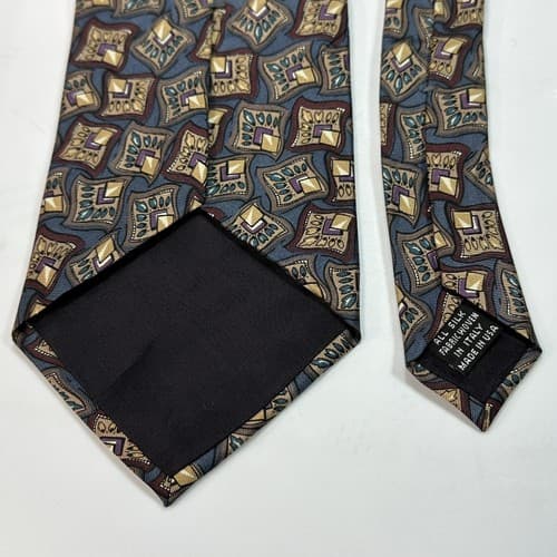 Vintage Christian Dior Mens 100% Silk Tie Geometric Necktie Multicolor Italy USA - Thumbnail 6