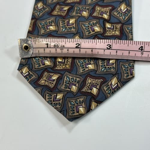 Vintage Christian Dior Mens 100% Silk Tie Geometric Necktie Multicolor Italy USA - Thumbnail 8