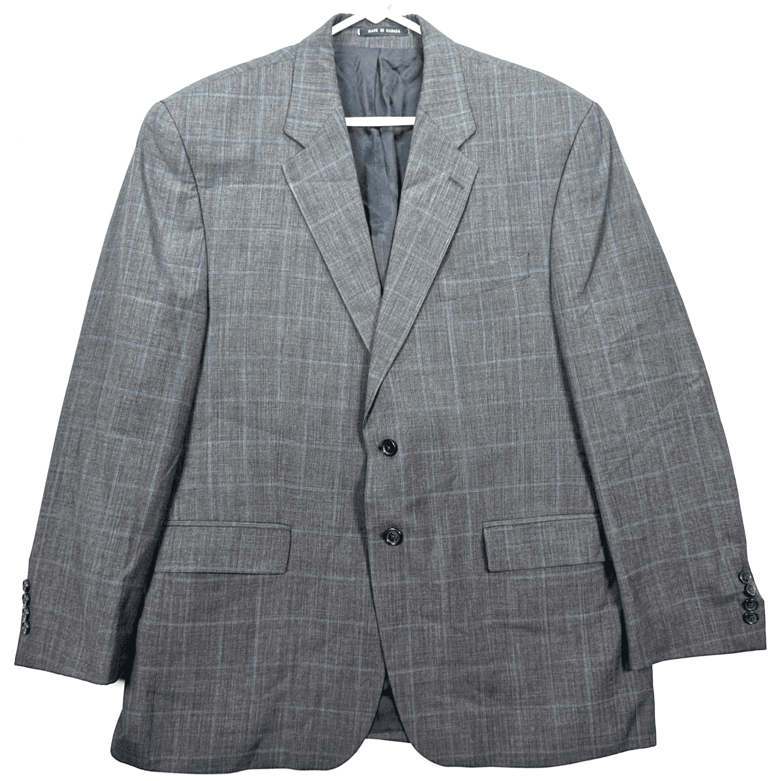 Lauren Ralph Lauren 44 R Blazer Gray Blue Cashmere Plaid Suit Jacket Sport Coat - Image 1