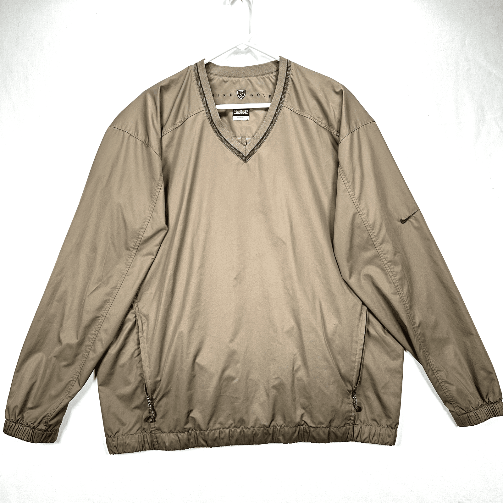 Nike Golf Windbreaker Jacket Mens XL Brown V-Neck Pullover Clima-FIT Lightweight - Image 1
