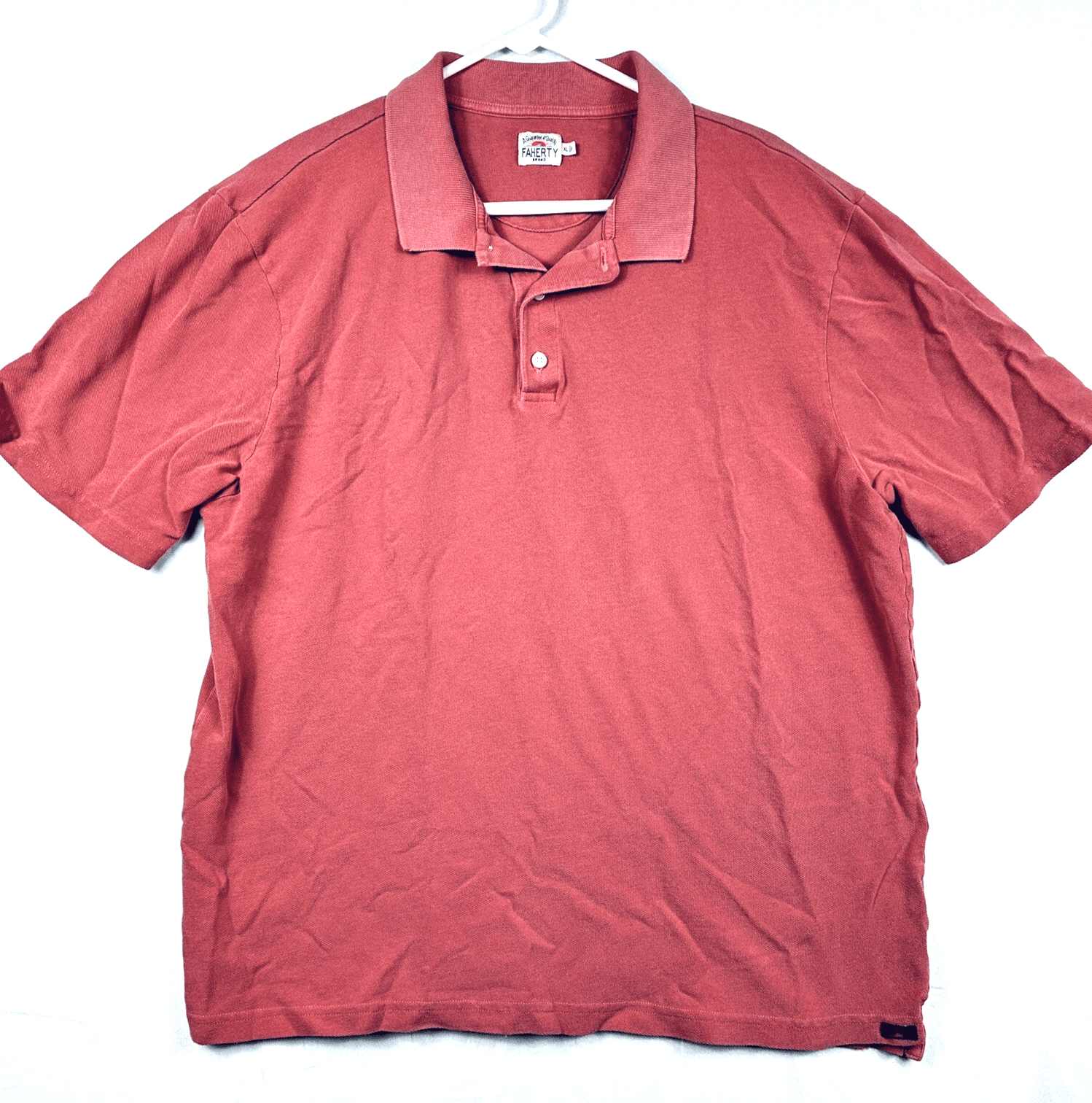 Faherty Brand Golf Polo Shirt Boys Size XL Short Sleeve Solid Red - Image 1