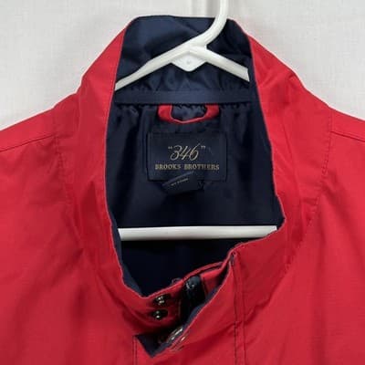 Brooks Brothers 346 Mens XL Windbreaker Jacket Red Navy Striped Casual Full Zip - Thumbnail 4