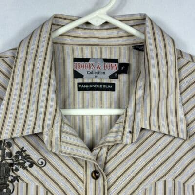 Brooks & Dunn Western Panhandle Slim Shirt Womens XL Pearl Snap Cross Striped - Thumbnail 6