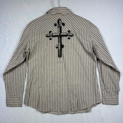 Brooks & Dunn Western Panhandle Slim Shirt Womens XL Pearl Snap Cross Striped - Thumbnail 2