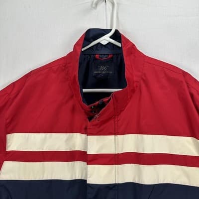 Brooks Brothers 346 Mens XL Windbreaker Jacket Red Navy Striped Casual Full Zip - Thumbnail 3