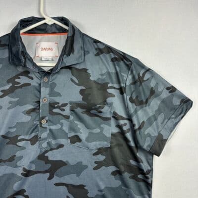 Swims Blue Camo Polo Shirt Mens Large Short Sleeve Stretch Performance - Thumbnail 5