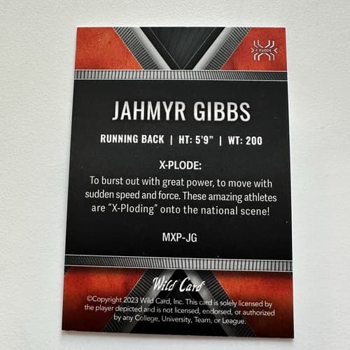 Jahmyr Gibbs 2023 Wild Card Matte XPLODE Rookie Detroit Lions # 25/200 - Thumbnail 2