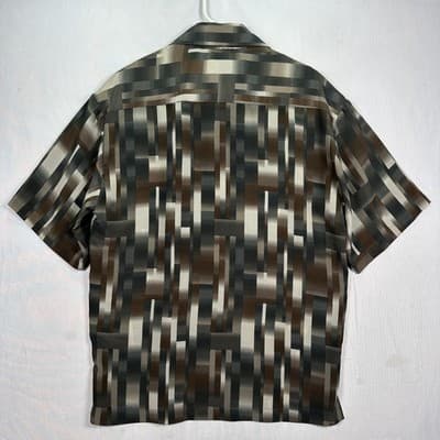 Vintage Mench Platinum Shirt Mens Large Brown Gray Geometric Button Up Retro - Thumbnail 3
