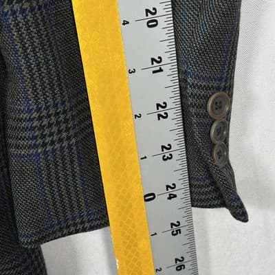 Tallia Lambswool Blazer Mens 42 R Gray Blue Plaid Sport Coat Jacket 2-Button - Thumbnail 6