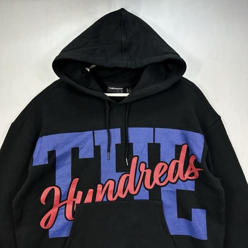 The Hundreds Hoodie Mens Medium Black Streetwear Spellout Kangaroo Pockets - Thumbnail 2
