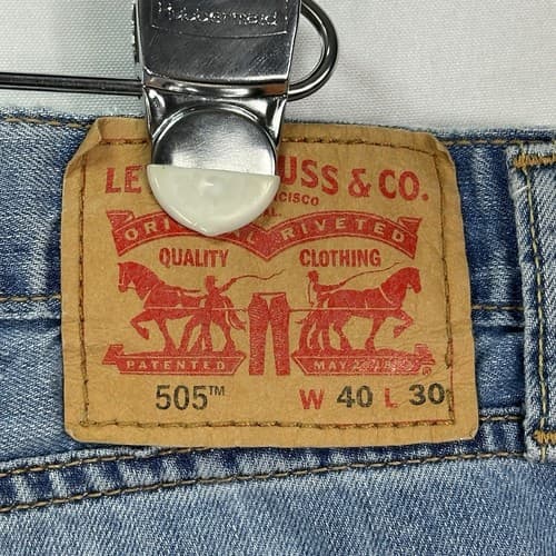 Levi's 505 Mens Straight Fit Stonewash Blue Denim Jeans 40 x 30 - Thumbnail 8