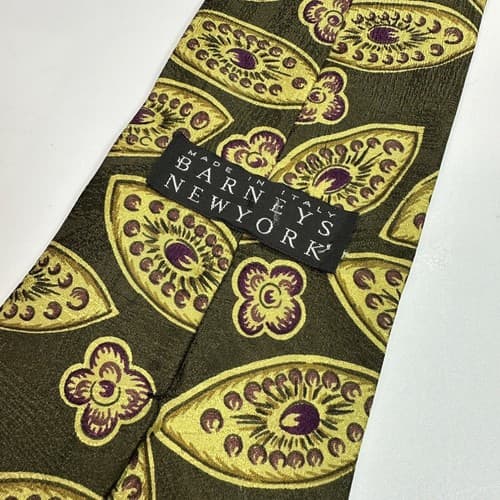 VTG Barneys Mens Silk Necktie Foulard Tie Geometric Medallions Multicolor ITALY - Thumbnail 6