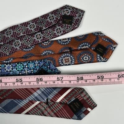 NEW Jos A Bank Mens Silk Ties Lot (4) Reserve Floral Multicolor Geometric Plaid - Thumbnail 5