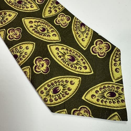 VTG Barneys Mens Silk Necktie Foulard Tie Geometric Medallions Multicolor ITALY - Thumbnail 3