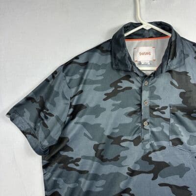 Swims Blue Camo Polo Shirt Mens Large Short Sleeve Stretch Performance - Thumbnail 6