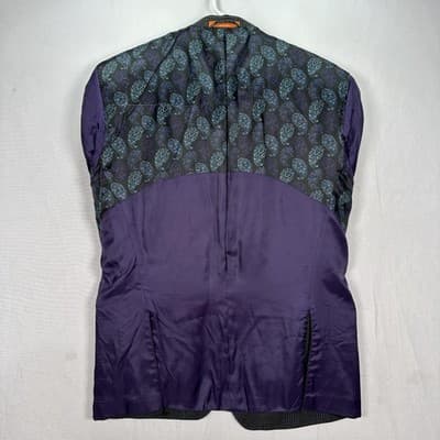 Tallia Lambswool Blazer Mens 42 R Gray Blue Plaid Sport Coat Jacket 2-Button - Thumbnail 12