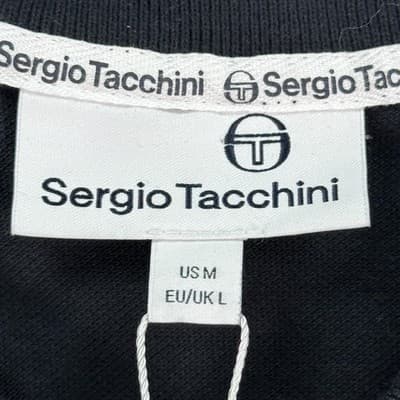 Sergio Tacchini Polo Shirt Mens Medium Black Short Sleeve Logo Tennis Casual - Thumbnail 4